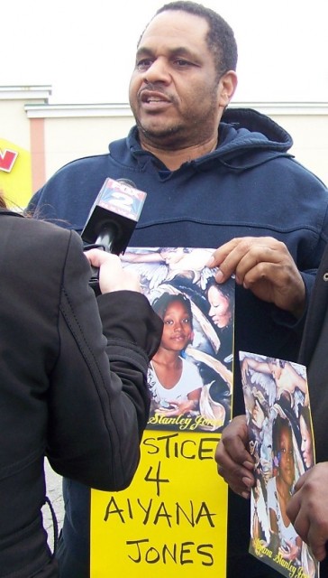 Cornell Squires speaking at press conference on anniversary of murder of Aiyana Stanley-Jones, 7, by Detroit police.