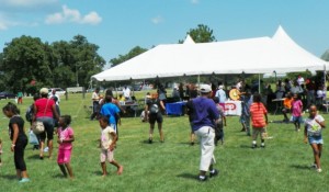 Kids do the hustle at SEIU union party on Belle Isle July, 2012.