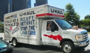 Free Detroit-No Consent drove U-Hauls outside CAYMC Aug. 7, 2012, ready to remove Detroit's unelected consent agreement leaders.