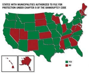 States with municipalities authorized to file for bankruptcy under Chapter Nine of the US Bankruptcy Code.