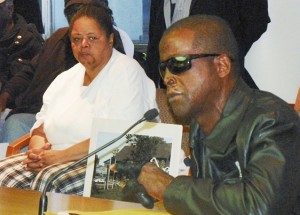 Sabdra Hines and Morris Mays speak at Belle Isle hearing Sept. 25, 2012.