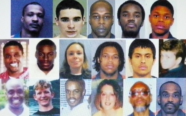 Some of Michigan’s 371 juvenile lifers involved in current litigation: (l to r, top through bottom row), Cortez Davis and Raymond Carp, awaiting re-sentencing under USSC decision; plaintiffs in USDC case Henry Hill, Keith Maxey, Dontez Tillman, Jemal Tipton, Henry Hill, Nicole Dupure, Giovanni Casper, Jean Cintron, Matthew Bentley, Bosie Smith, Kevin Boyd, Damion Todd, and Jennifer Pruitt; Edward Sanders and David Walton, in prison since 1975 at the age of 17; (photos show some lifers at current age, others at age they went to prison).