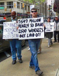 Protest in downtown Detroit May 9, 2012.