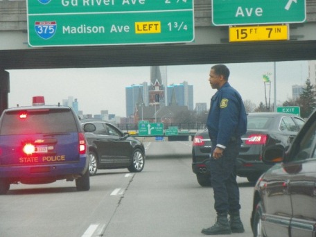 State cops pull cars protesting EFM over near downtown March 7, 2013.