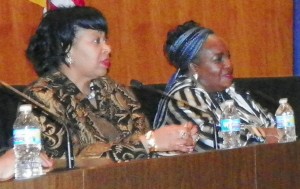 Councilwomen Brenda Jones and JoAnn Watson at NO EFM rally March 6, 2013, Councilman Kwame Kenyatta was ill.