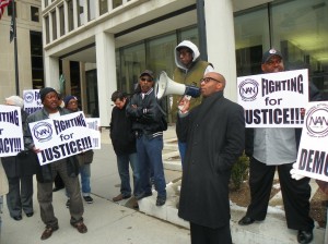 Rev. David Bullock of Rainbow PUSH calls on Pres. Obama and AG Holder to intervene to save Detroit outside-federal offices March 7 2013.