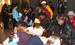 Detroit taxpayers lined up to get help at foreclosure hearing several years ago.l