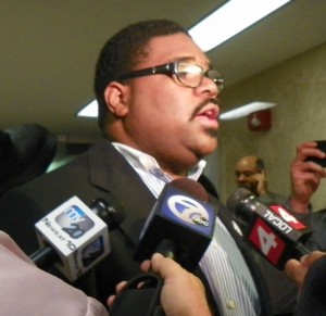 Rev. Charles Williams II interviewed after City Council meeting April 16, 2013.