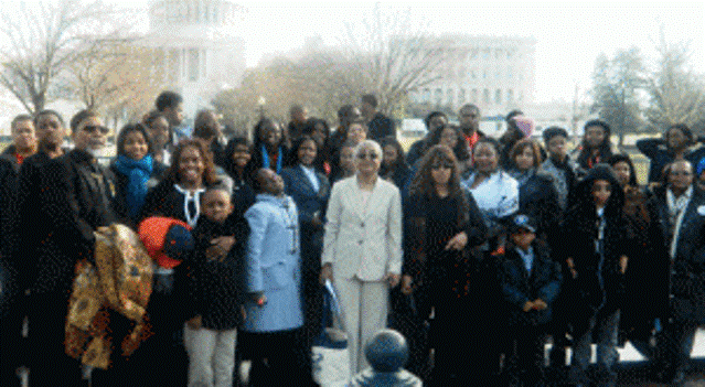 Helen Moore (center) with Detroit Journey for Justice delegation on Capitol Hll Jan. 29, 2013.