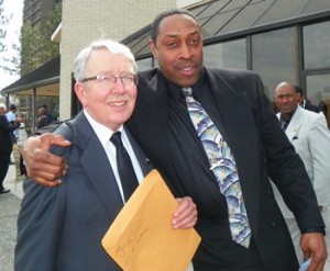Jon Miller with fellow Local 312 member after funeral.