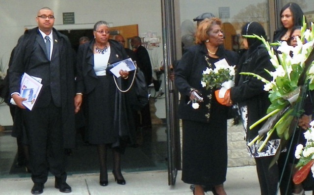Leamon E. Wilson and his mother Gail (McCullers) Wilson leave church after ceremony April 15, 2013.