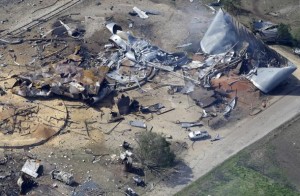 Texas fertilizer plant after explosion, which killed 14 people.