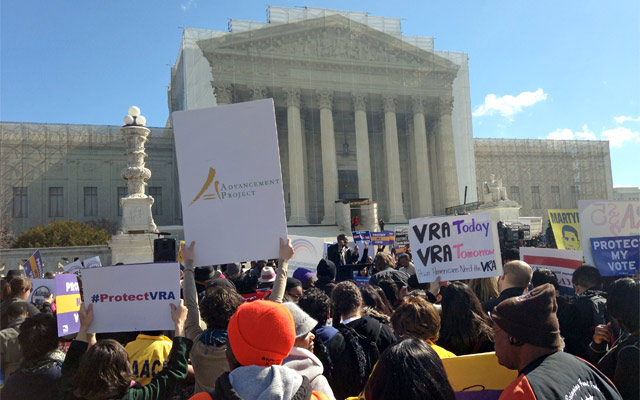 Supporters of the Voting Rights Act at U.S. Supreme Court during hearings on Shelby County v. Holder.