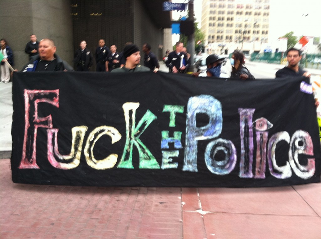 LA May Day protest banner