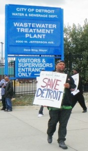 DWSD worker on strike to save department and Detroit Sept. 30, 2013.