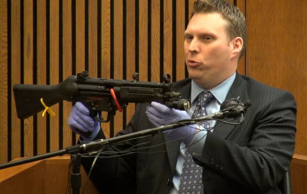 Weapons expert Brent Sojea said he tested Weekley's gun, shown in photo, repeatedly to see if it could fire without pulling the trigger. He said it could not,.