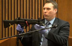 Firearms expert with Weekley's MP5 testifies during trial.