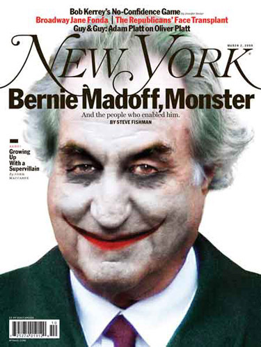 New York magazine cover: Bernie Madoff, Monster, and the People Who Enabled Him.