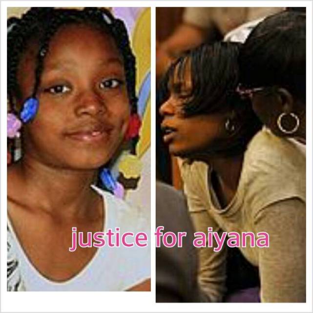 Aiyana Jones, murdered by Detroit cop Joseph Weekley; at right, her mother Dominika Jones reacts to hung jury verdict in Weekley trial.