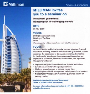 While Orr criticized Detroit pension officials for travel expenses, Milliman sponsored a convention in world's most expensive hotel in Dubai.