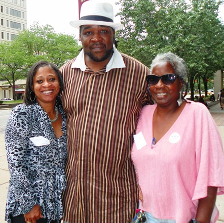 Davontae's mother Taminko Sanford-Tilmon, stepfather Jermaine Tilmon, and supporter Andrea West