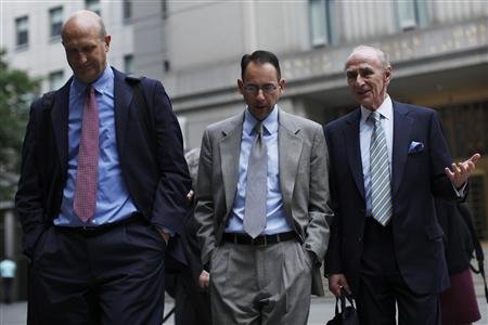 Former UBS AG banker Peter Ghavami  leaves the Manhattan Federal Court in New York July 24, 2013. He and two other UBS traders were given prison terms for fraud related to municipal bonds.  REUTERS Eduardo Munoz