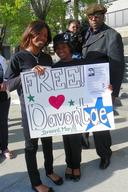 Davontae's stepfather Jermaine Tillmon and his sisters at rally with Aiyana Jones family April 23, 2012.