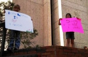 Children protest Tampa tactics against homelessness.
