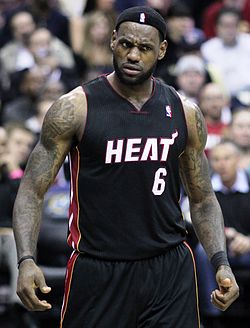 LeBron James, now free with the Miami Heat, formerly "enslaved" to the Cleveland Cavaliers according to Dan Gilbert.