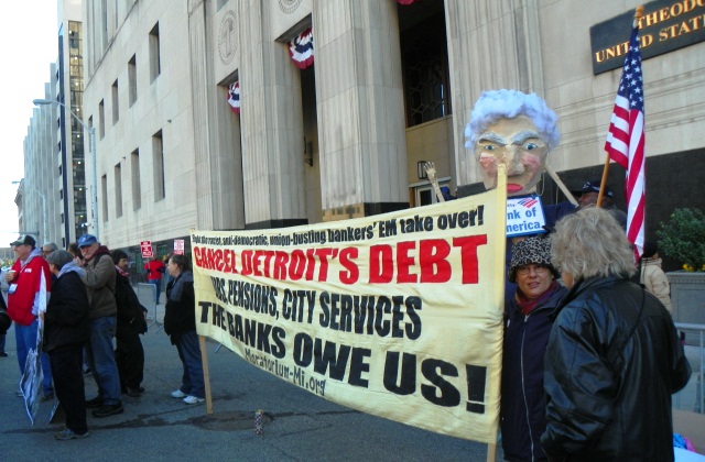 Cancel the Debt banner has been at every rally against EM Orr and bankruptcy case.