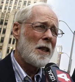 Detroit resident Bill Hickey objected to bankruptcy at hearing.