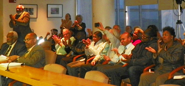 Crowd applauds City Council vote Oct. 21, 2013; their tune may change Oct. 23.