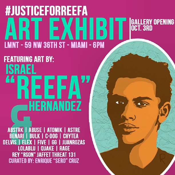 Justice for Reefa art exhibit