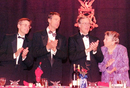 Members of the Walton family who founded Wal-Mart, from left to right, Jim Walton, John T. Walton, Rob Walton, and mother Helen Walton. The Waltons are the richest family in the world, with the Koch Brothers second.