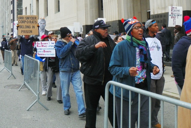 Oct. 28 protest at federal courthouse in Detroit.