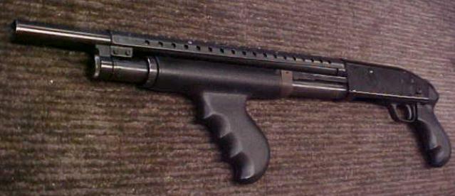 Mossberg 500A 12 gauge pistol grip pump shotgun like that used by Wafer to kill McBride, who was unarmed.