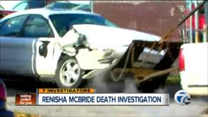 Renisha McBride's car at accident scene.