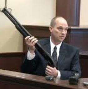 Firearms expert demonstrates 12 gauge shotgun Wafer used to kill McBride.