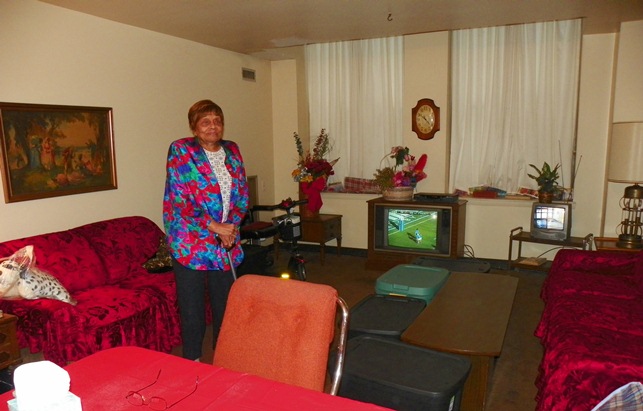 Esther Harding, 91, has lived in this spacious apartment at the Griswold for 30 years, the longest of any tenant.