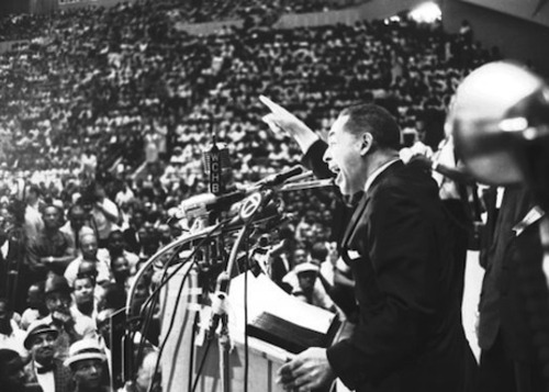 What would Dr. Martin Luther King, Jr. say about the unequal situation in which Detroiters find themselves today. Here he is shown addressing 1963 rally in Detroit.