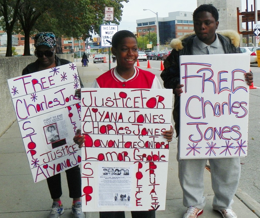 Charles Jones' family during Oct. 21, 2013 protest against police state in Detroit.