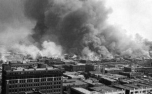 Greenwood, also known as "Little Africa," in Tulsa Oklahoma burns in 1921.