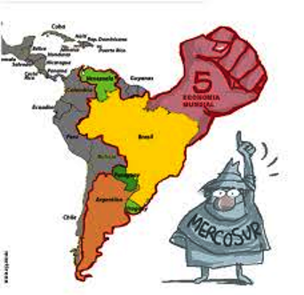 Five member nations of MERCOSUR are shown in color.