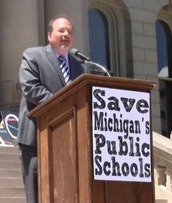 Dr. Thomas Pedroni speaks at Lansing rally against Michigan EAA.