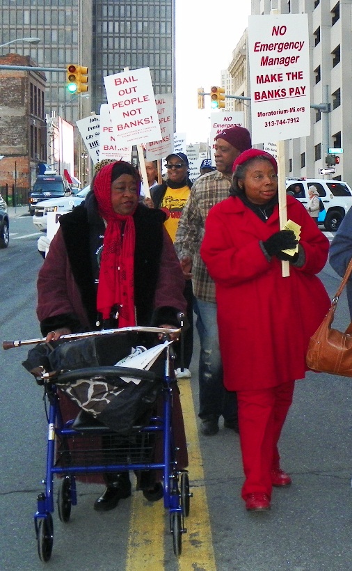 Retirees of all ages and abilities participated in protest April 1, 2014.