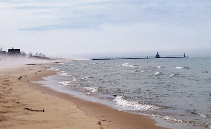 Benton Harbor's beautiful beach on Lake Michigan, located at Jean Klock Park, now surrounded by luxury condos and a world-class golf course.
