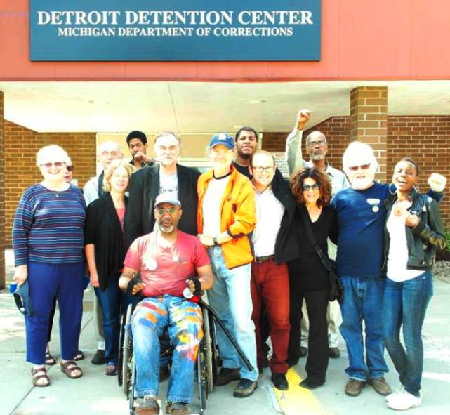 Arrestees after release outside Detroit Detention Center at Mound Road Prison. Photo: Demeeko Williams