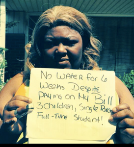 Detroit mother without water.
