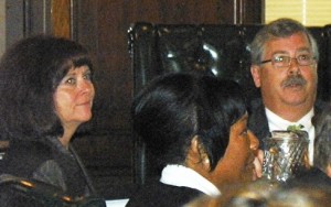 DWSD Director Sue McCormick (l) .and BOWC chair James Fausone, Sept. 17, 2012