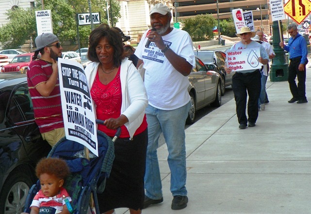 Freedom Fridays protesters outside the Water Board building in downtown Detroit Aug. 15, 2014.